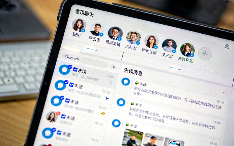 Telegram电脑版界面截图，展示多个被置顶的聊天和标记为未读的对话